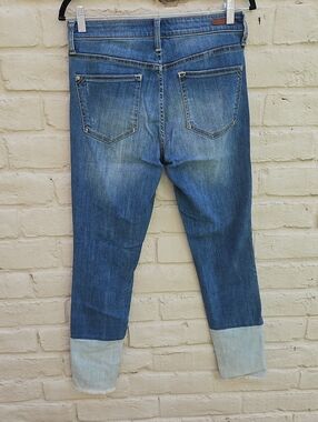 Pilcro and the Letterpress Two-Tone Distressed Mid-rise Ankle Jeans